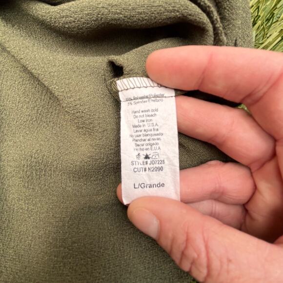 Arrays Bow Tie Spaghetti Strap A-Line Mini Dress Olive Green Summer Dress Large - Picture 10 of 11